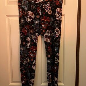 No Boundaries Black Sugar Skull Print Leggings